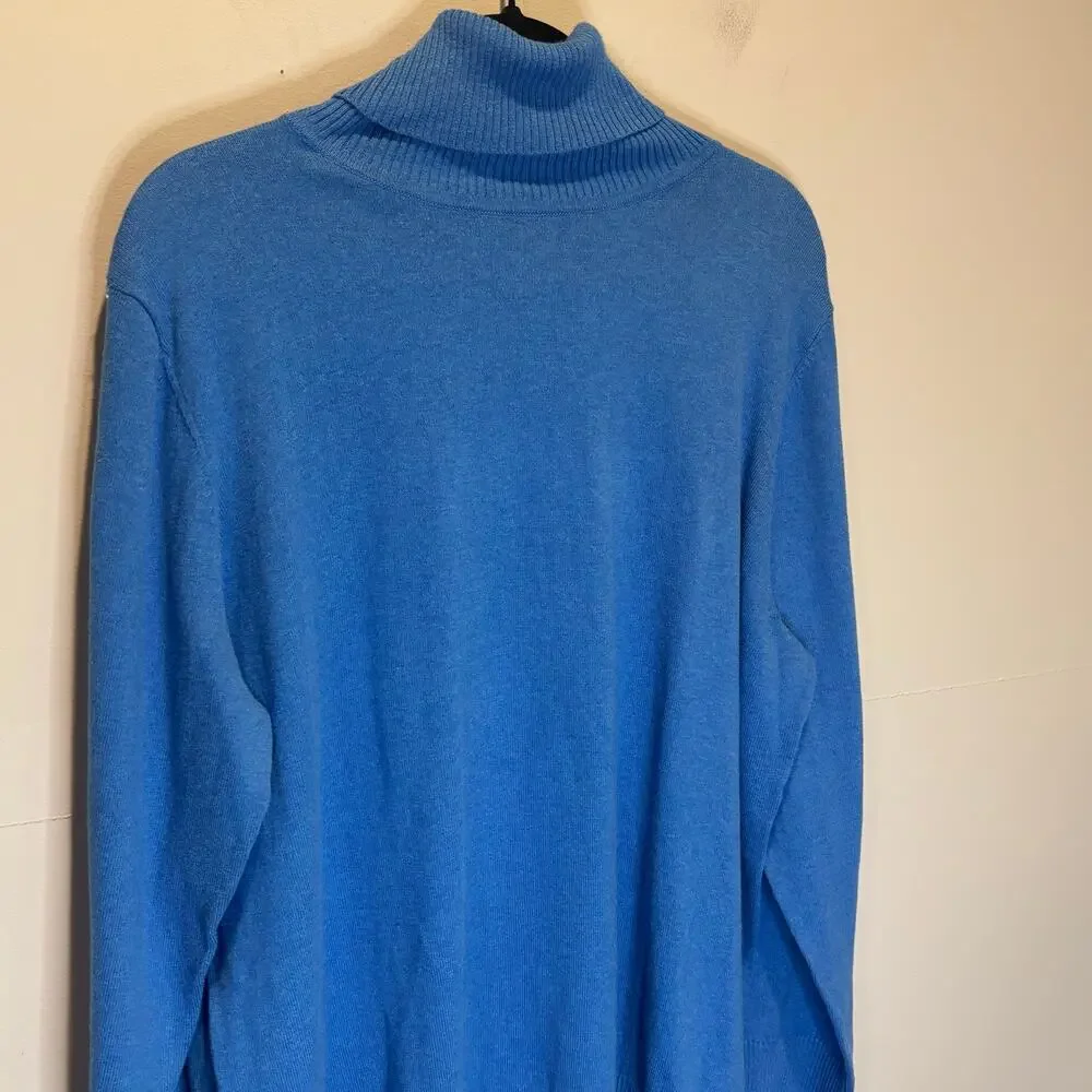 L.L. Bean Blue Cotton Cashmere Turtleneck Sweater - size 2X
